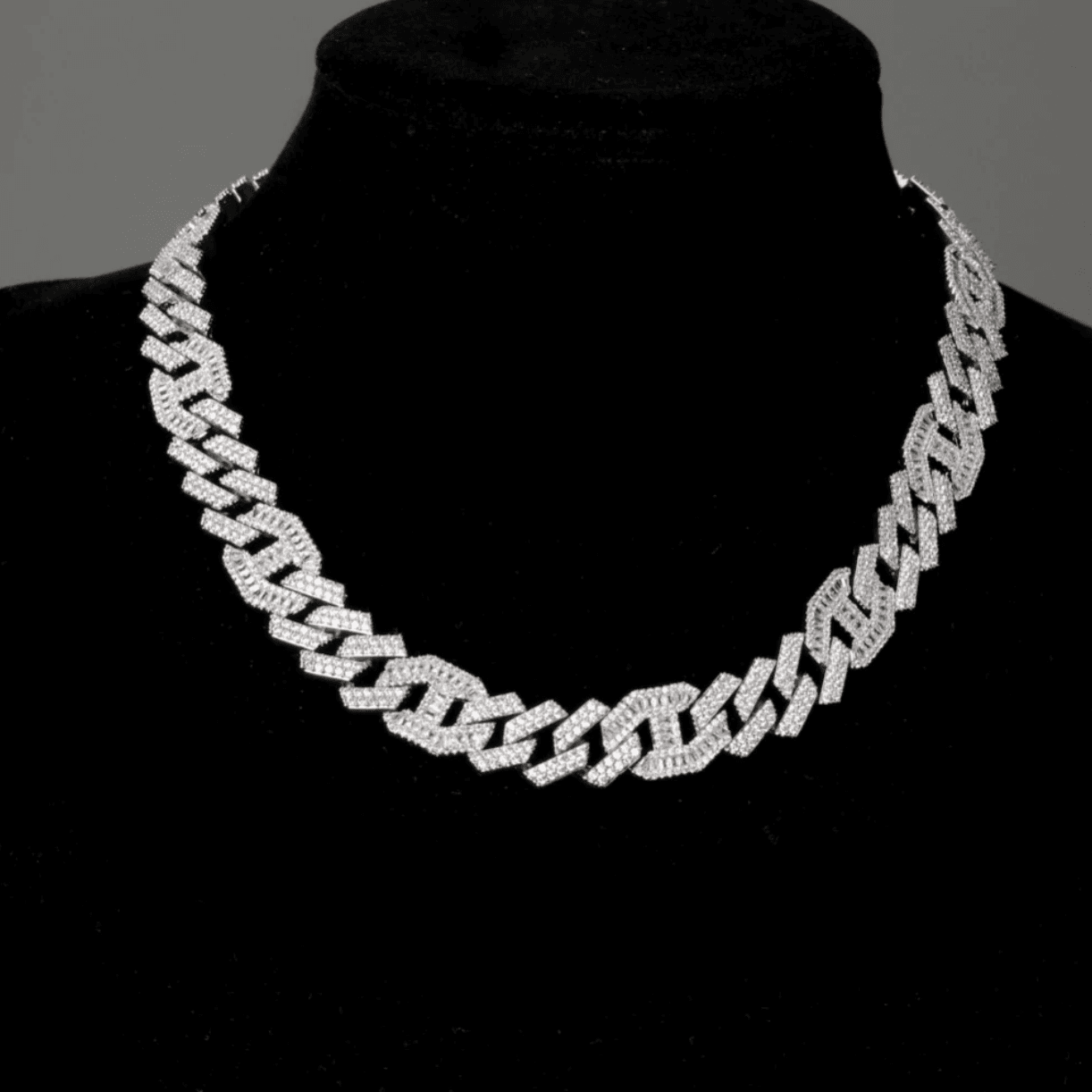 14mm Prong Baguette Coffee Bean Curb Chain 18K - ICECI