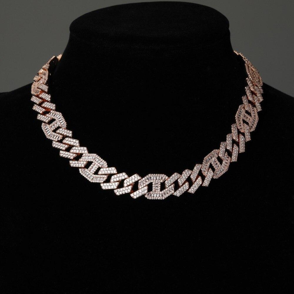 14mm Prong Baguette Coffee Bean Curb Chain 18K - ICECI