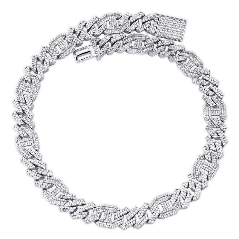 14mm Prong Baguette Coffee Bean Curb Chain 18K - ICECI