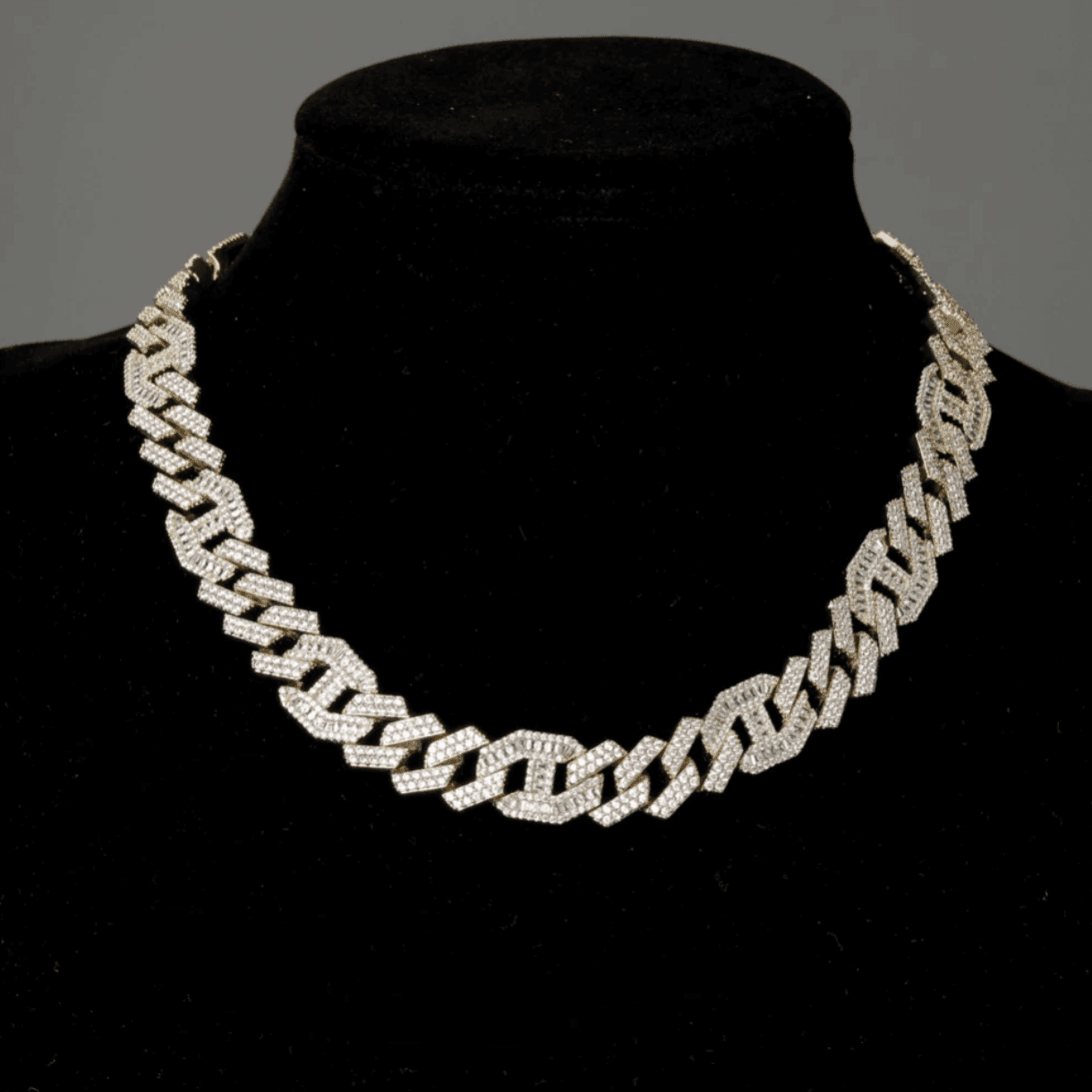 14mm Prong Baguette Coffee Bean Curb Chain 18K - ICECI