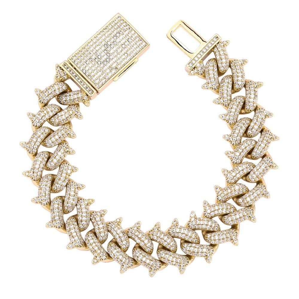 14mm Thorn Cuban Link Bracelet 18K - ICECI