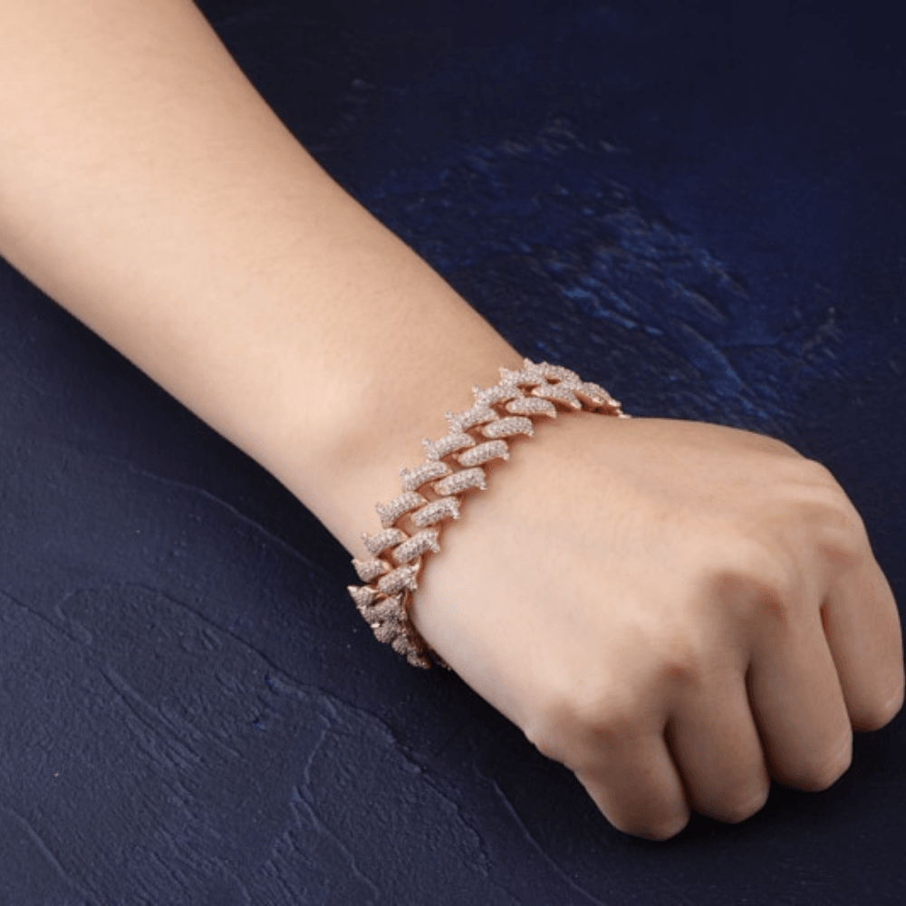 14mm Thorn Cuban Link Bracelet 18K - ICECI
