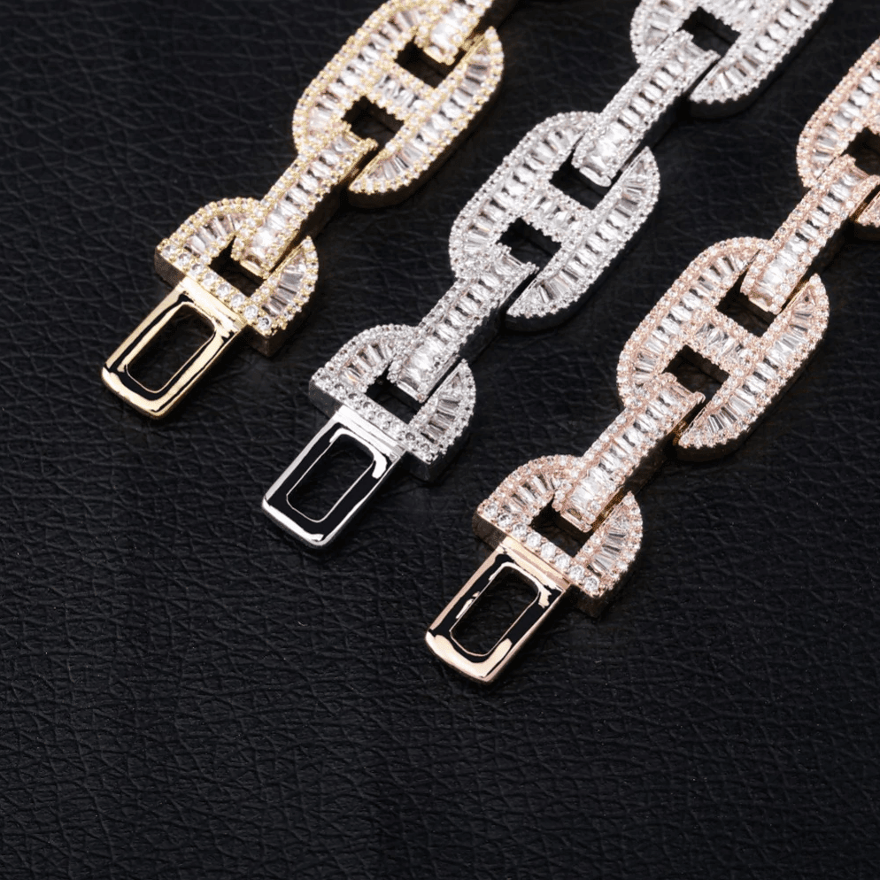 15mm Baguette Mariner Bracelet 14K - ICECI
