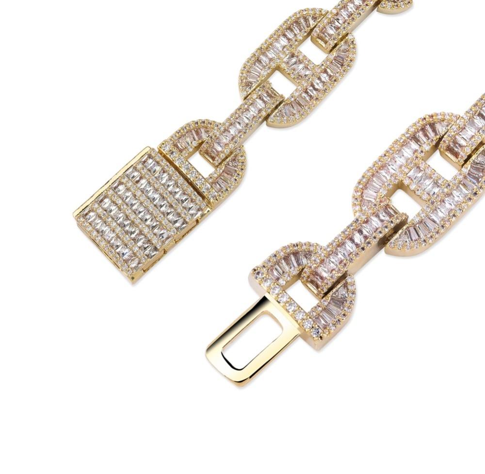 15mm Baguette Mariner Bracelet 14K - ICECI