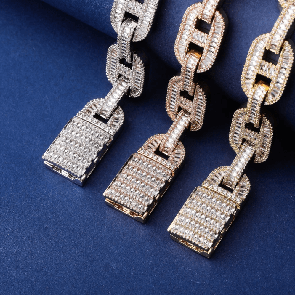 15mm Baguette Mariner Bracelet 14K - ICECI