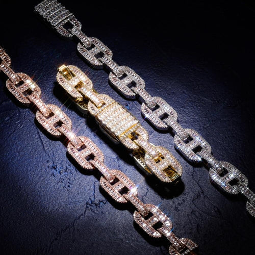 15mm Baguette Mariner Bracelet 14K - ICECI