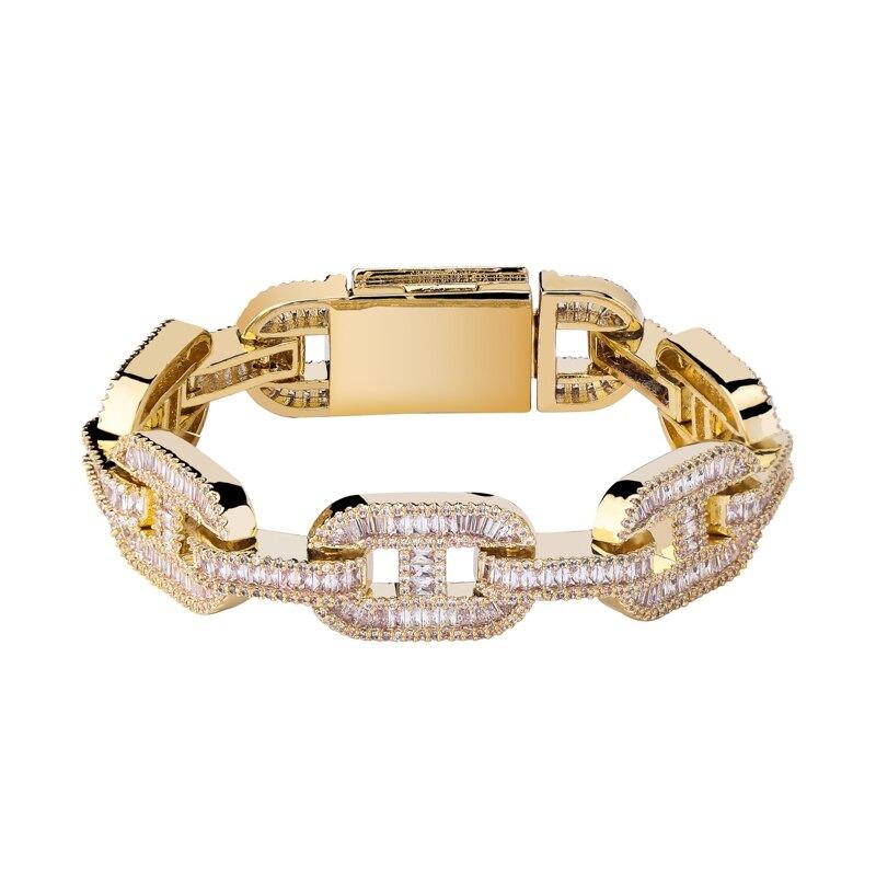 15mm Baguette Mariner Bracelet 14K - ICECI