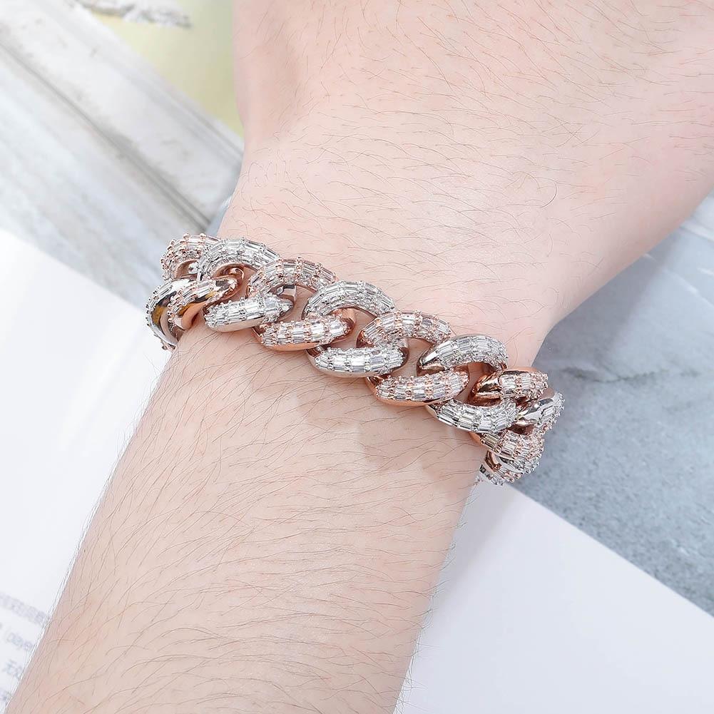 16mm Baguette Cuban Link Bracelet 14K - ICECI