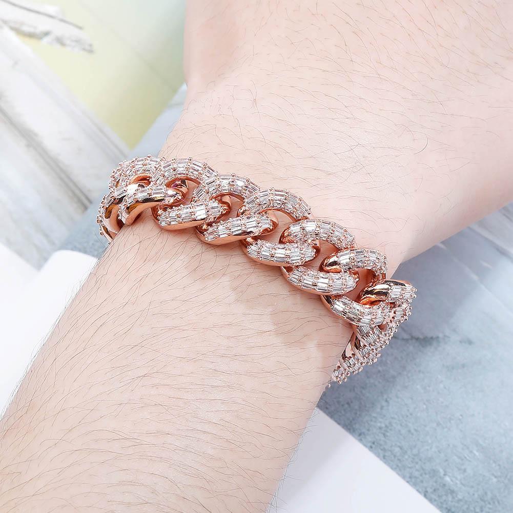 16mm Baguette Cuban Link Bracelet 14K - ICECI