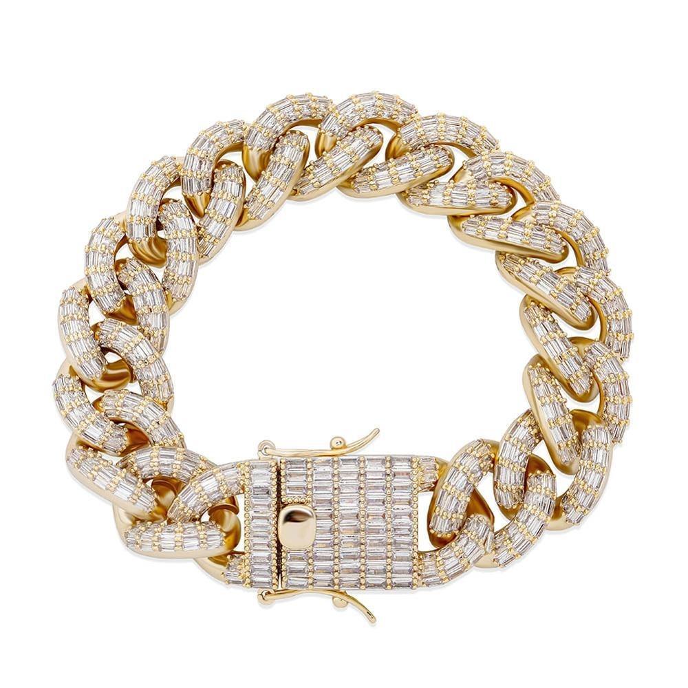 16mm Baguette Cuban Link Bracelet 14K - ICECI
