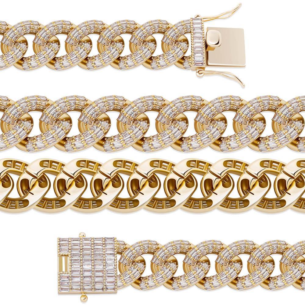 16mm Baguette Cuban Link Chain 14K - ICECI