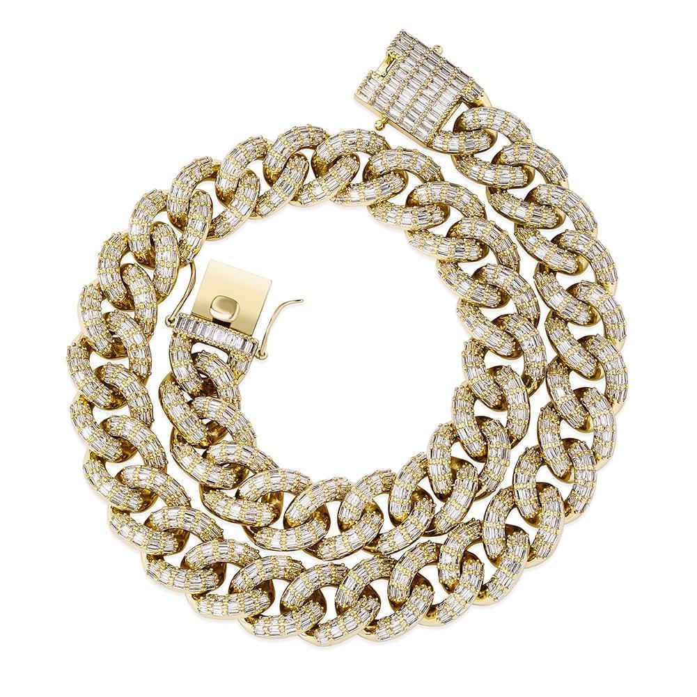 16mm Baguette Cuban Link Chain 14K - ICECI
