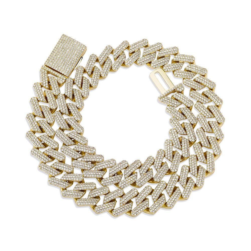 16mm Diamond Prong Link Chain 14K - ICECI