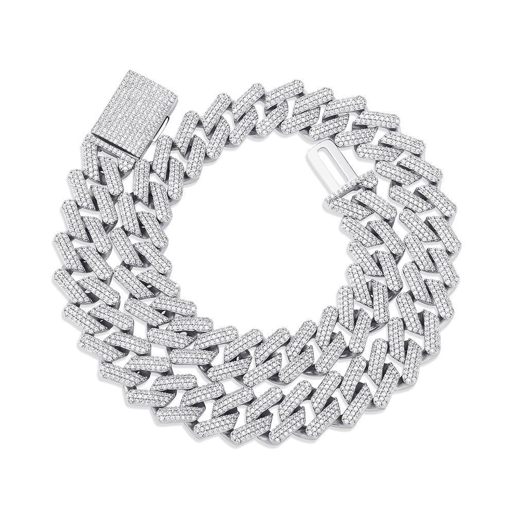 16mm Diamond Prong Link Chain 14K - ICECI
