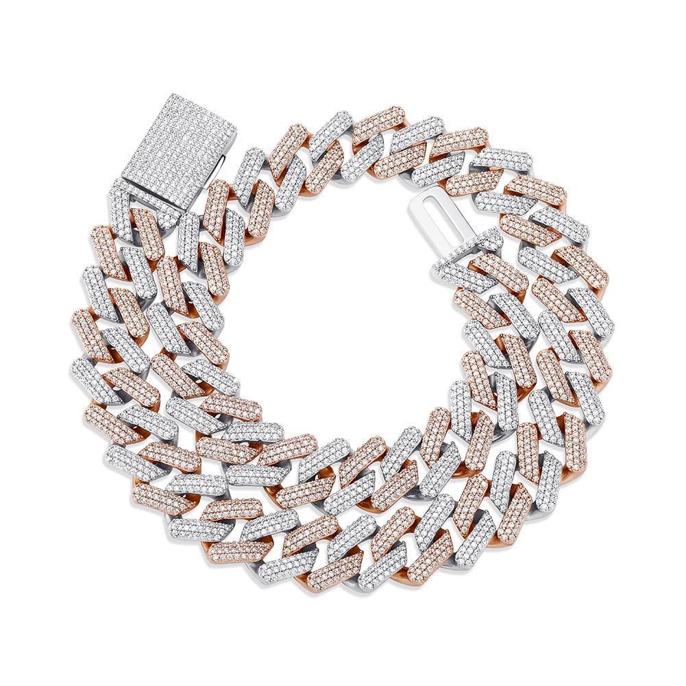 16mm Diamond Prong Link Chain 14K - ICECI