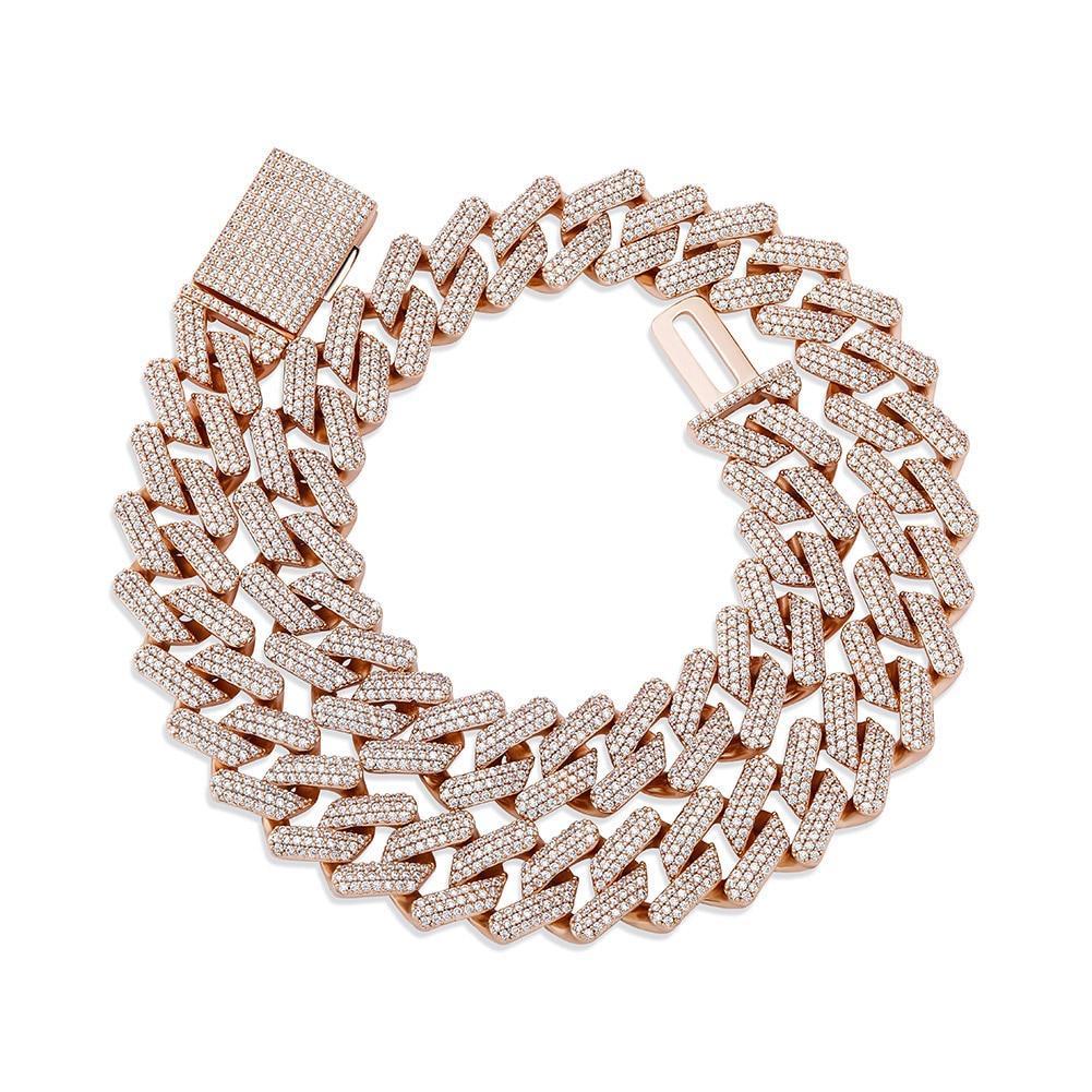 16mm Diamond Prong Link Chain 14K - ICECI