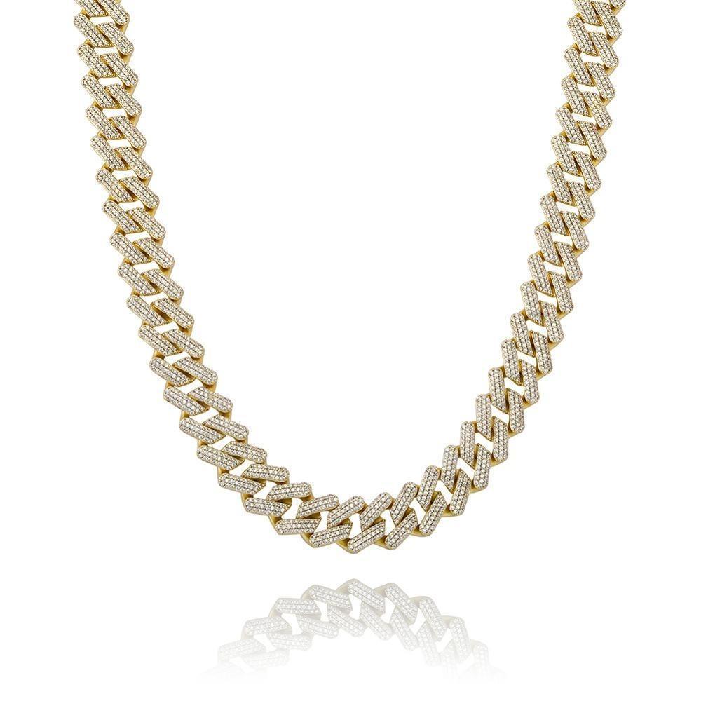 16mm Diamond Prong Link Chain 14K - ICECI