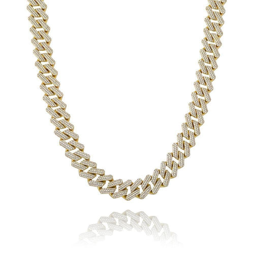 16mm Diamond Prong Link Chain 14K - ICECI