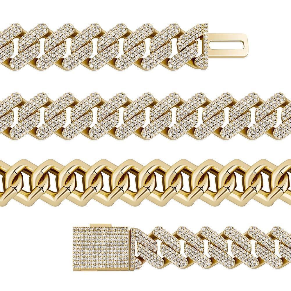 16mm Diamond Prong Link Chain 14K - ICECI