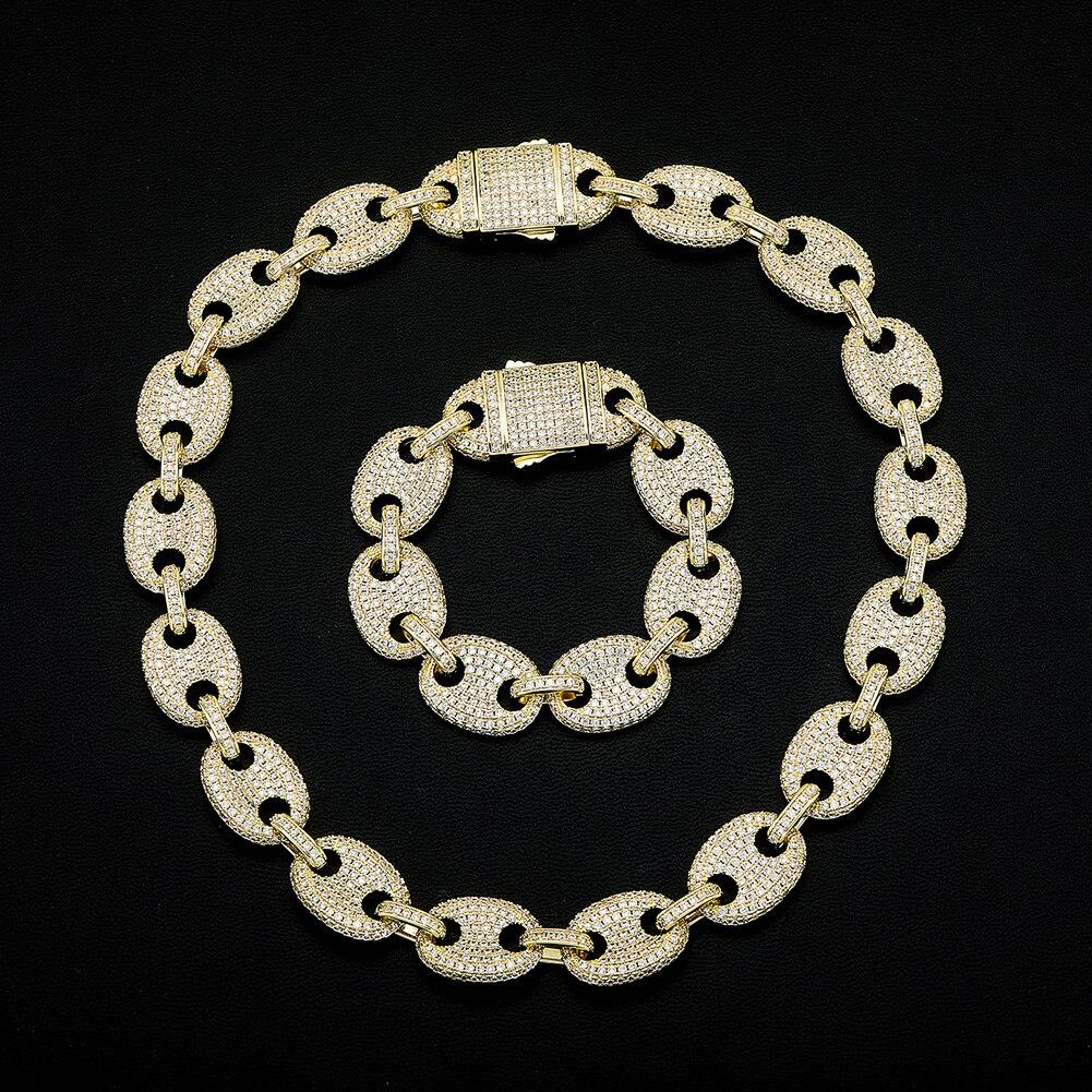 17mm Coffee Bean Link Bracelet 14K - ICECI