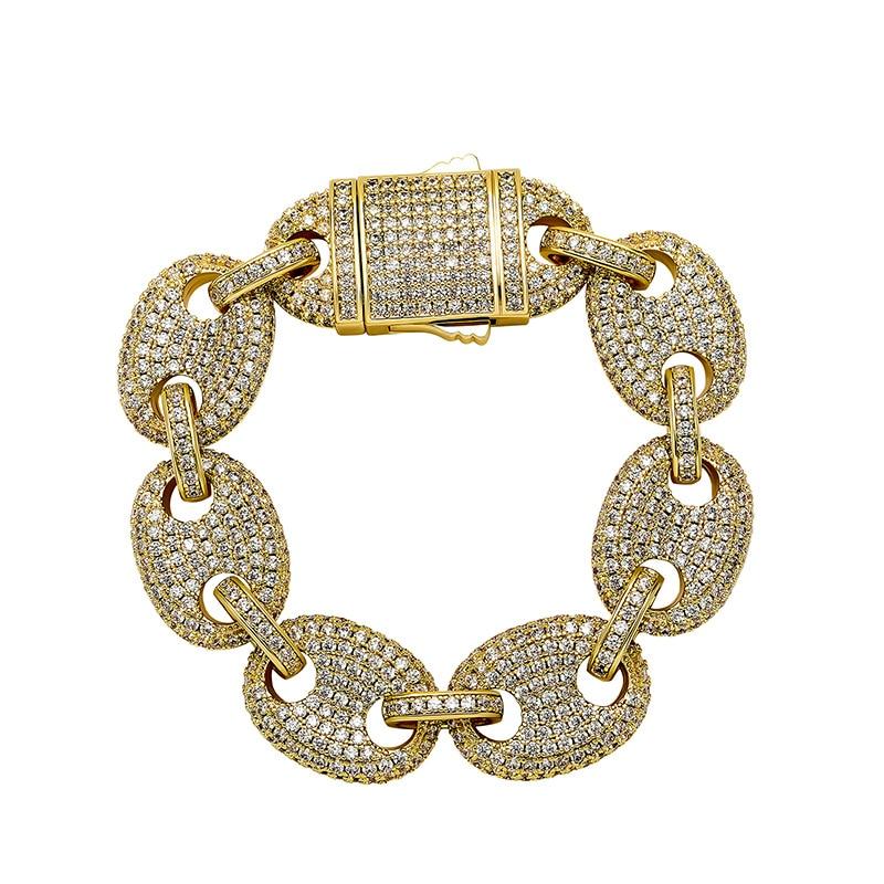 17mm Coffee Bean Link Bracelet 14K - ICECI