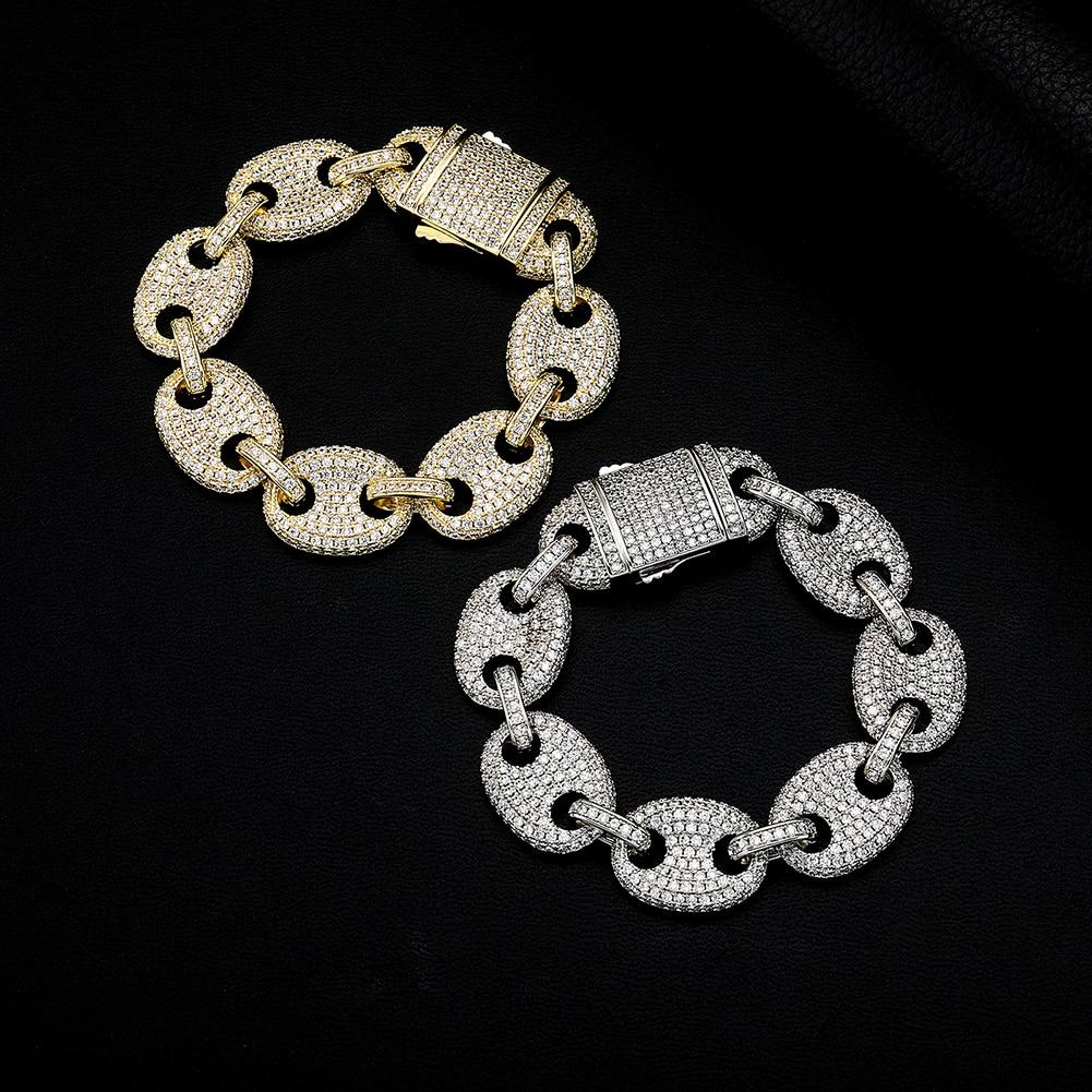 17mm Coffee Bean Link Bracelet 14K - ICECI