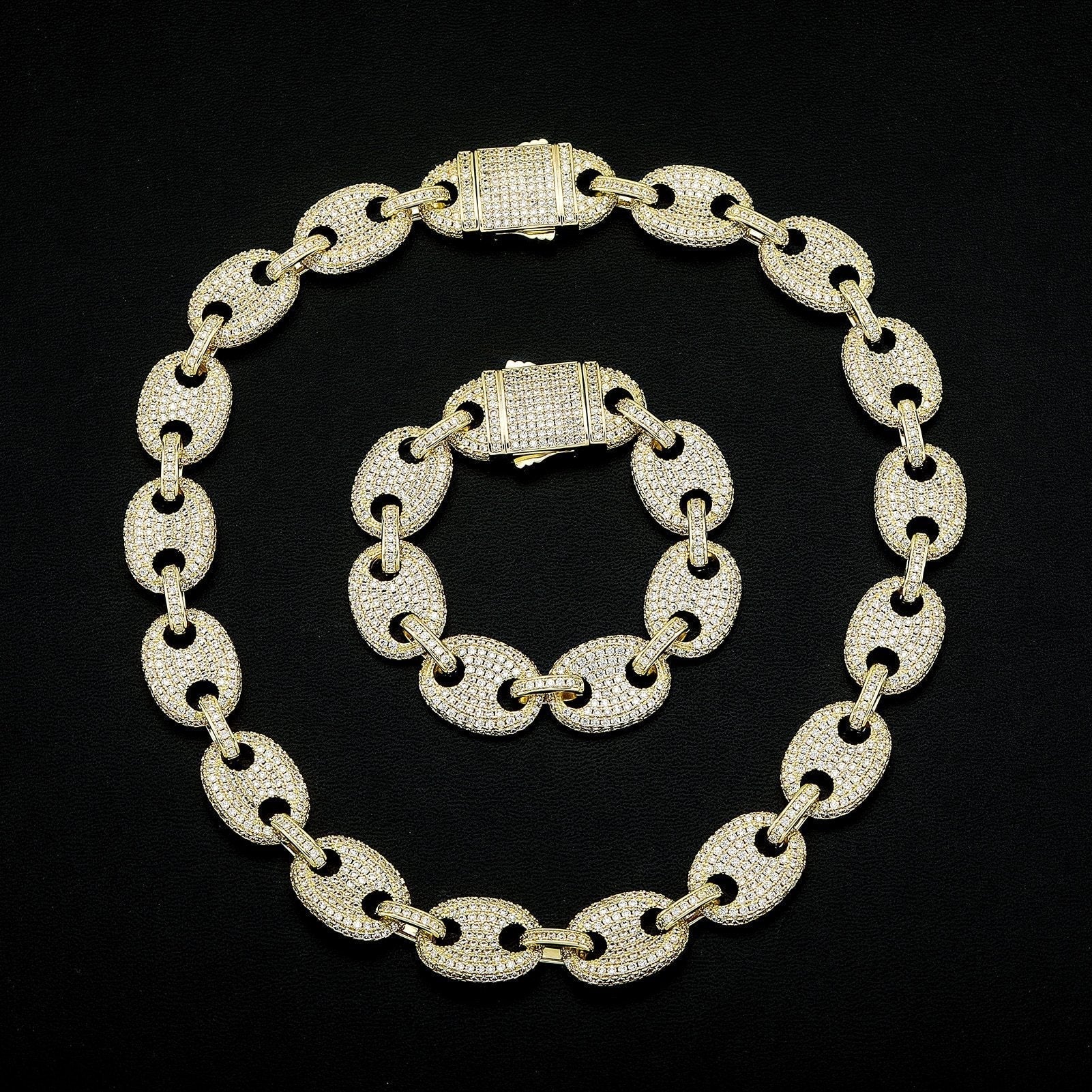 17mm Coffee Bean Link Chain 14K - ICECI