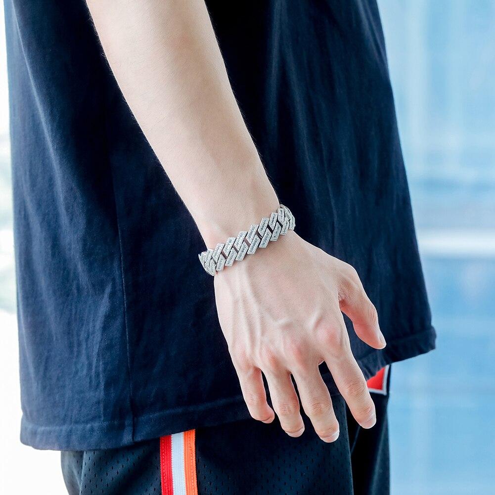 18mm Baguette Prong Link Bracelet 14K - ICECI