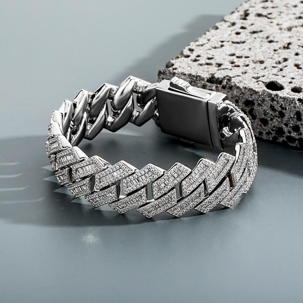 18mm Baguette Prong Link Bracelet 14K - ICECI