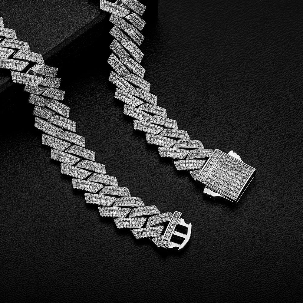 18mm Baguette Prong Link Chain 14K - ICECI