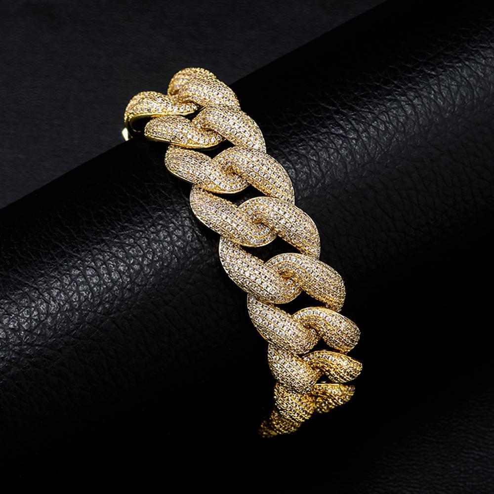 18mm Iced Cuban Link Bracelet 14K - ICECI