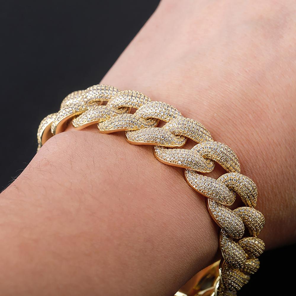 18mm Iced Cuban Link Bracelet 14K - ICECI