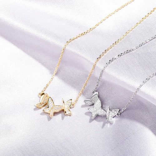 3 Butterfly Pendant 14K x Sterling Silver - ICECI
