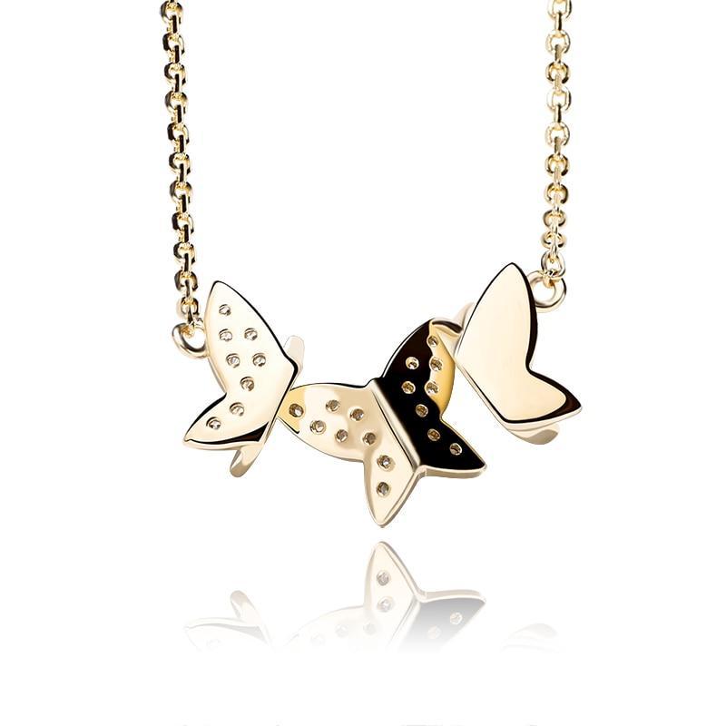 3 Butterfly Pendant 14K x Sterling Silver - ICECI