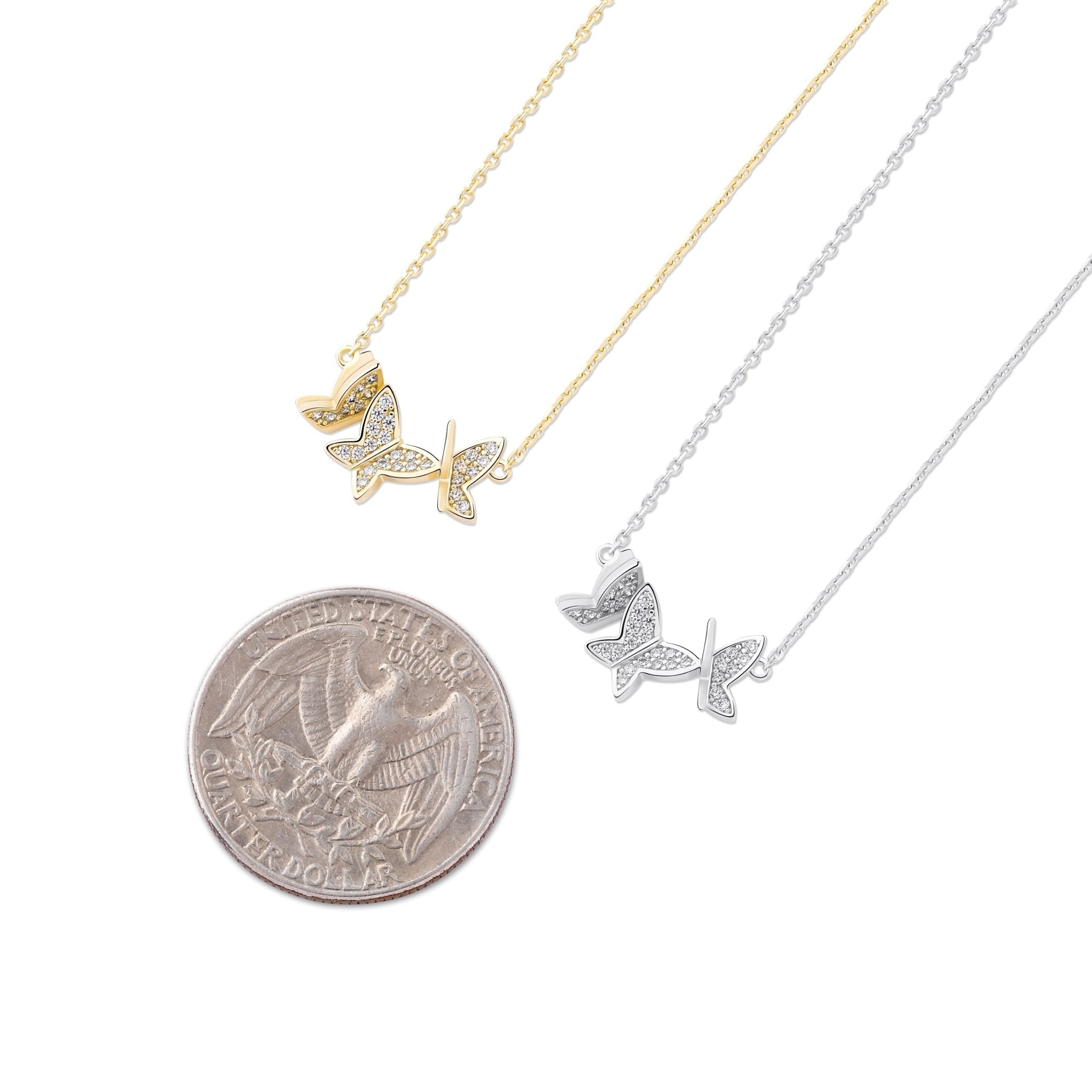 3 Butterfly Pendant 14K x Sterling Silver - ICECI