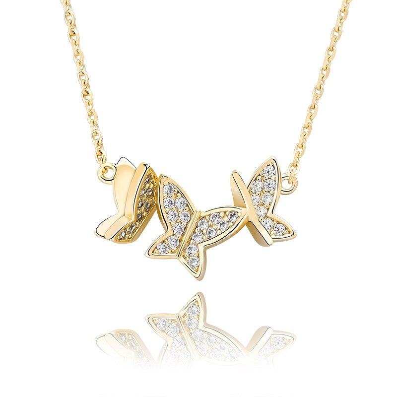 3 Butterfly Pendant 14K x Sterling Silver - ICECI