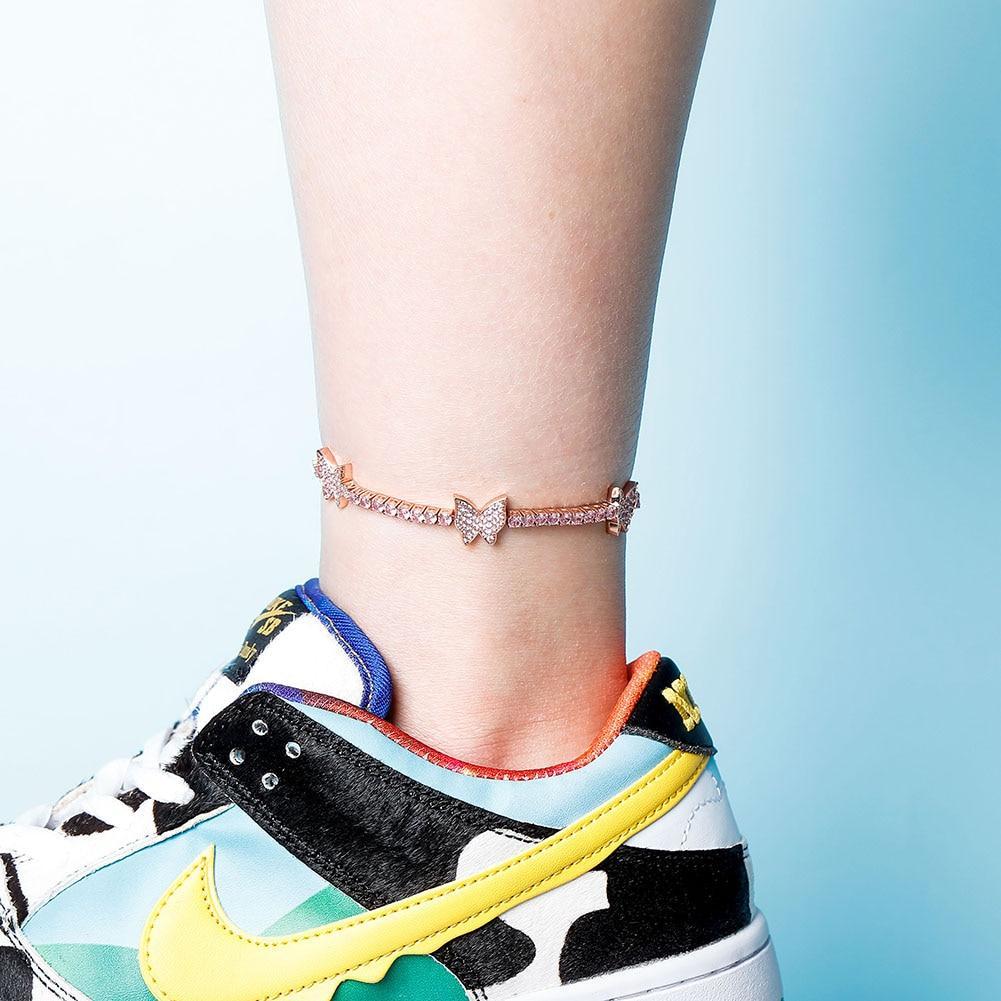3mm Butterfly Tennis Anklet 14K - ICECI