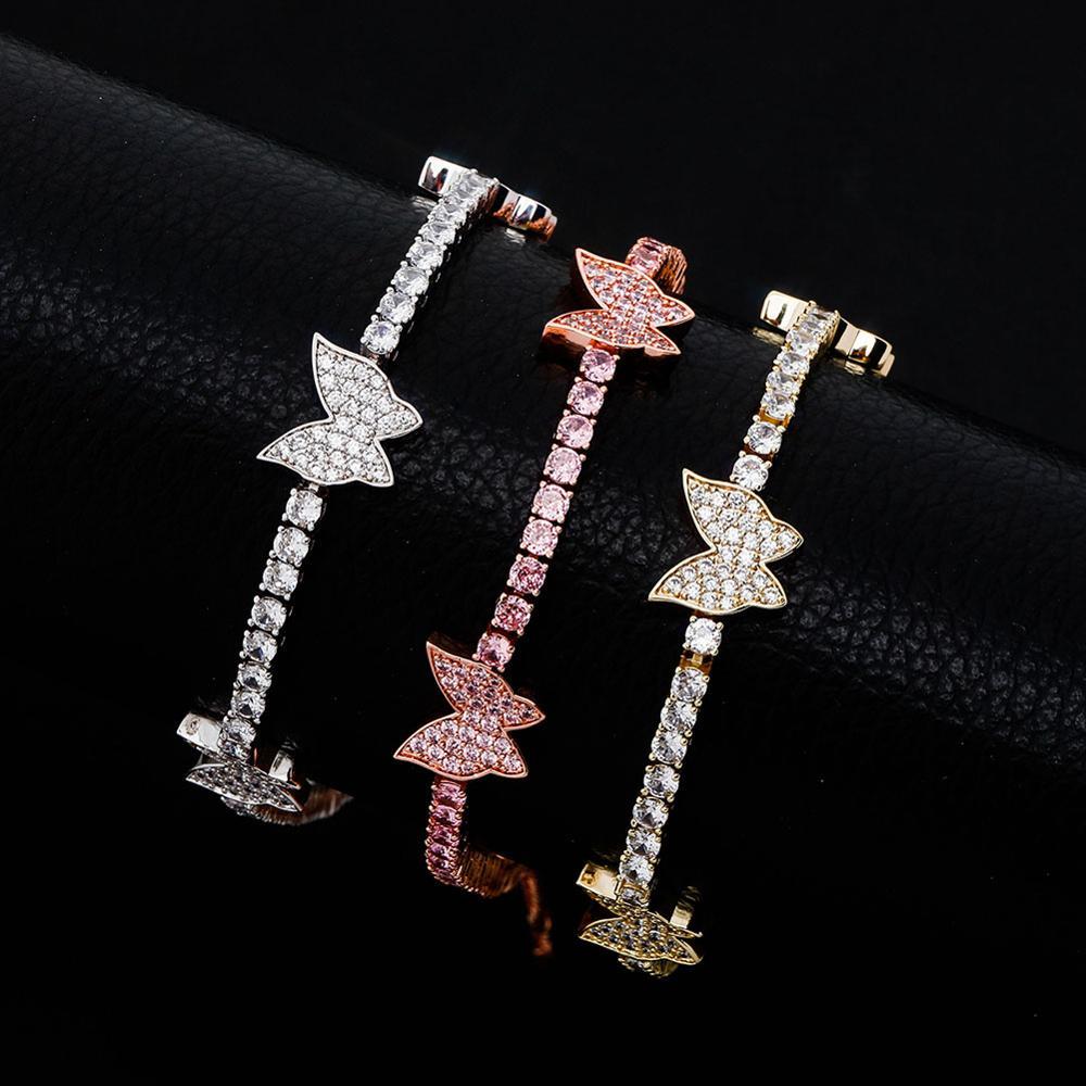 3mm Butterfly Tennis Anklet 14K - ICECI