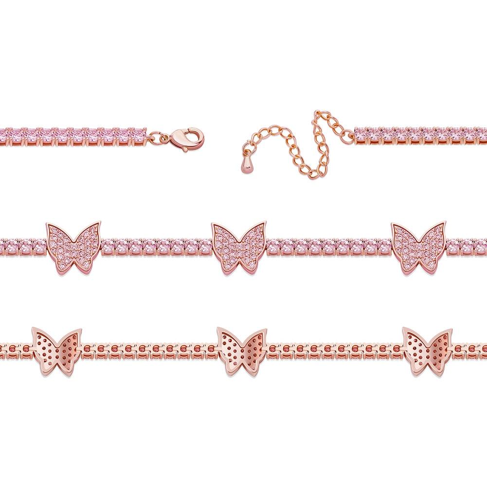 3mm Butterfly Tennis Anklet 14K - ICECI