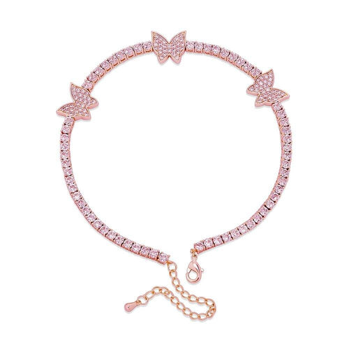 3mm Butterfly Tennis Anklet 14K - ICECI