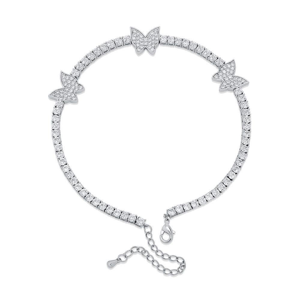 3mm Butterfly Tennis Anklet 14K - ICECI