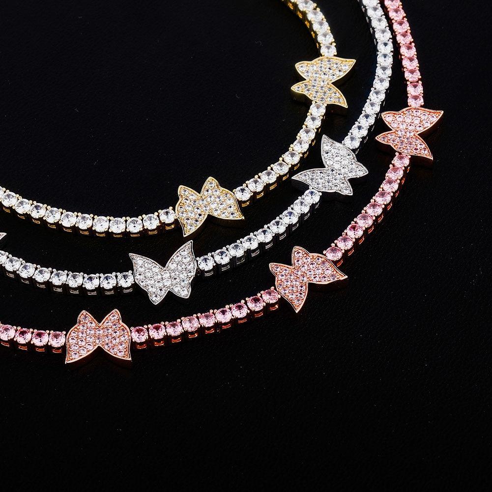 3mm Butterfly Tennis Anklet 14K - ICECI