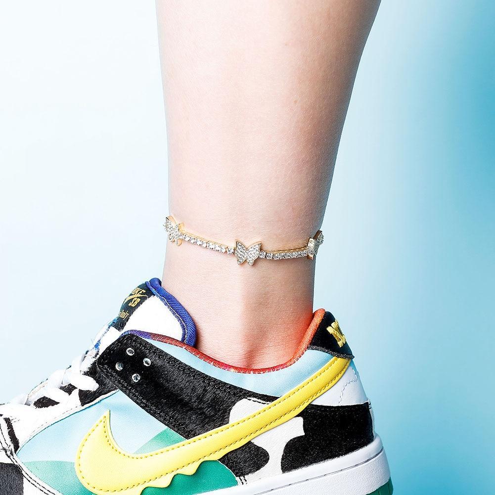 3mm Butterfly Tennis Anklet 14K - ICECI
