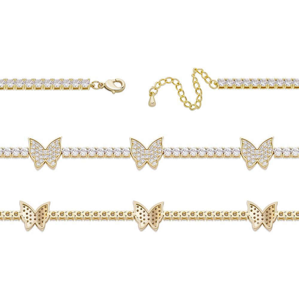 3mm Butterfly Tennis Anklet 14K - ICECI
