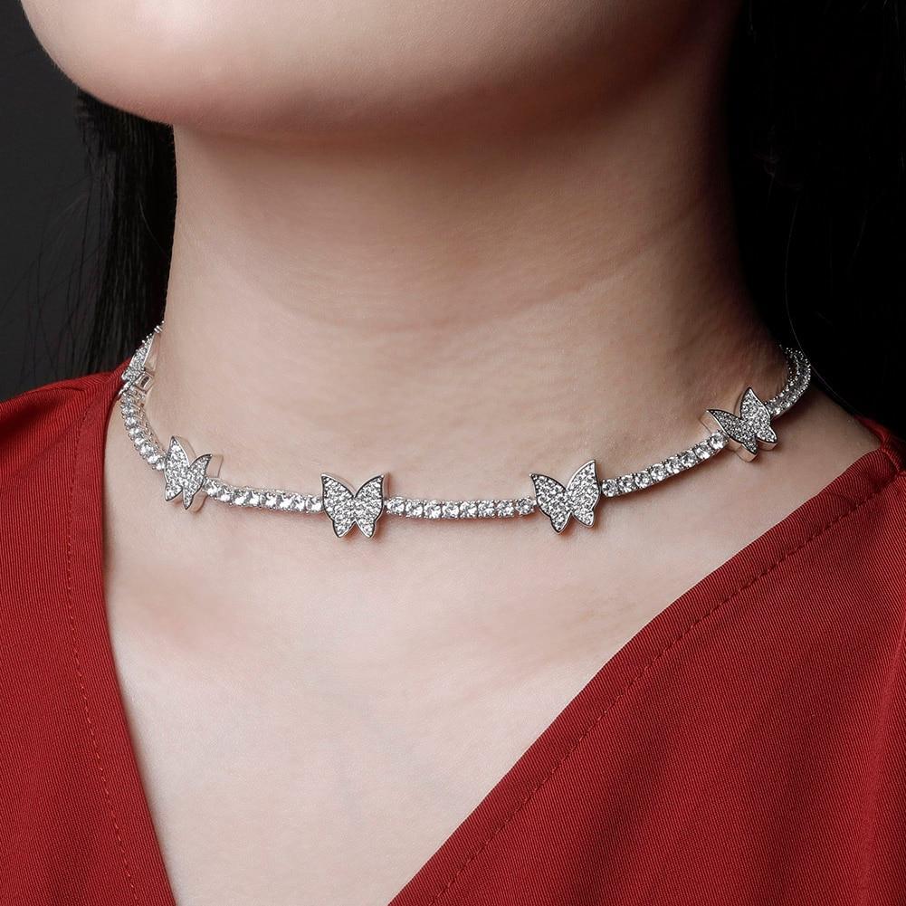 3mm Butterfly Tennis Necklace 14K - ICECI