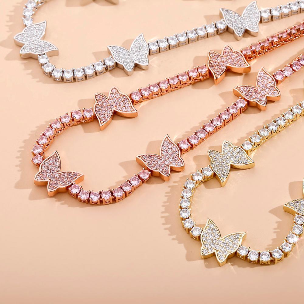 3mm Butterfly Tennis Necklace 14K - ICECI