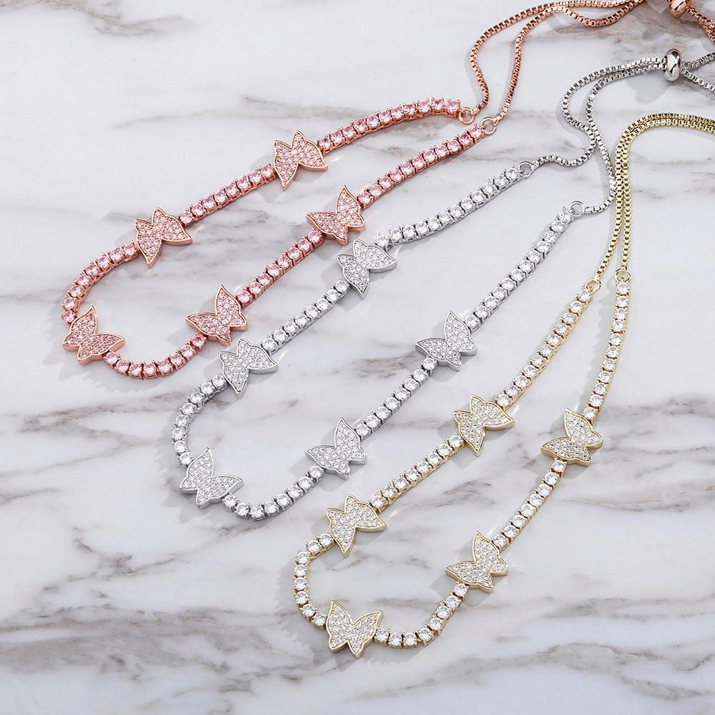 3mm Butterfly Tennis Necklace 14K - ICECI