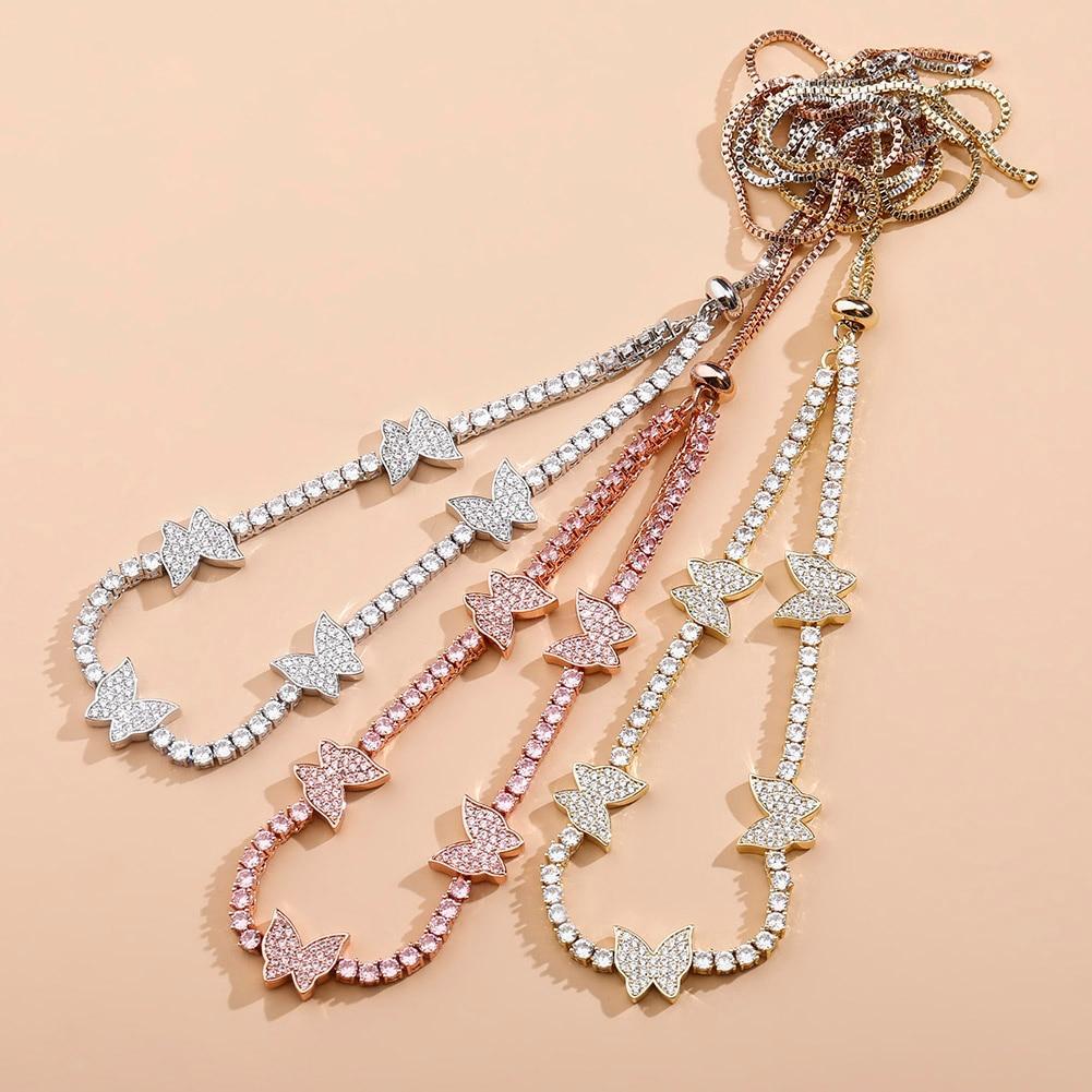 3mm Butterfly Tennis Necklace 14K - ICECI