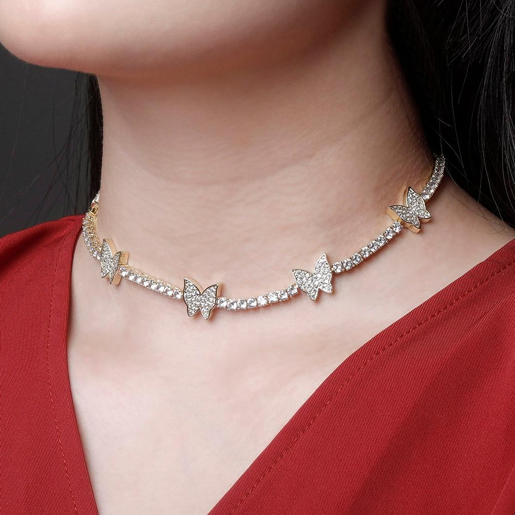 3mm Butterfly Tennis Necklace 14K - ICECI