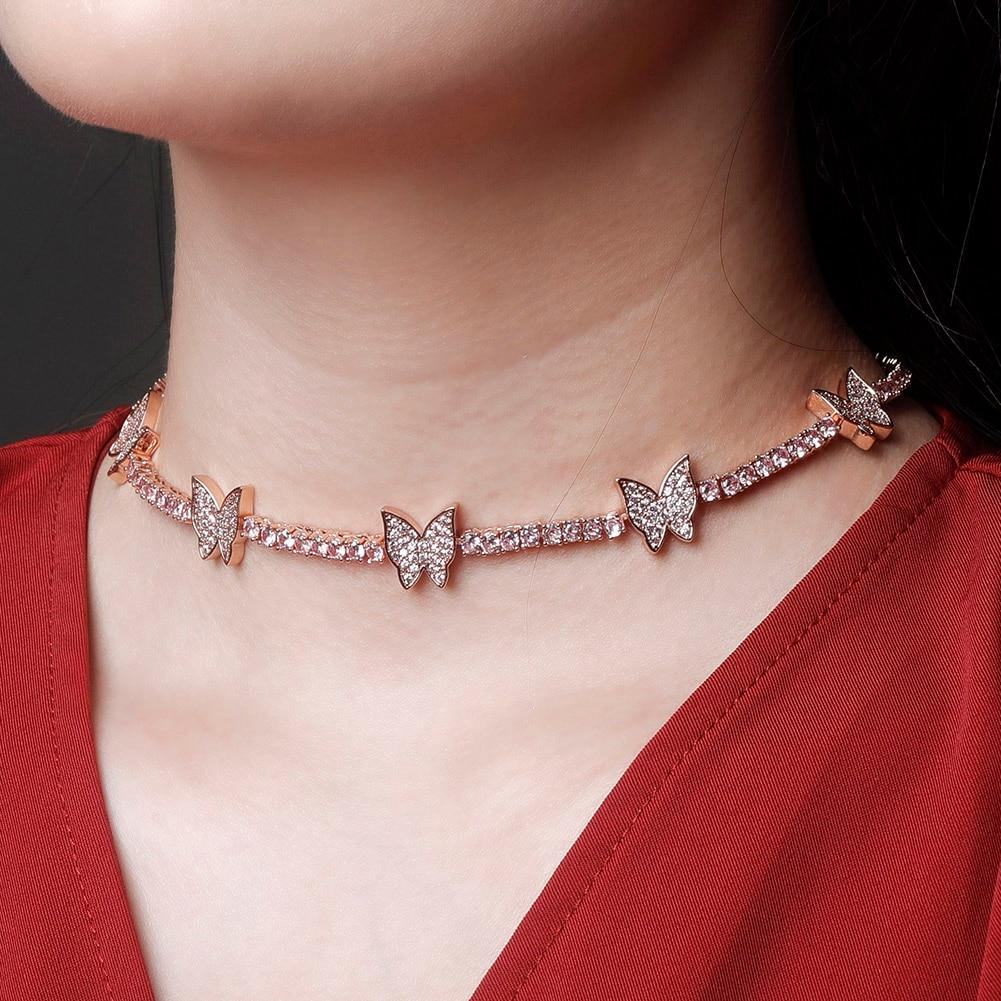 3mm Butterfly Tennis Necklace 14K - ICECI